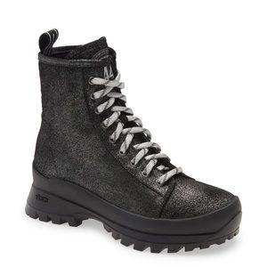 P448 Black Glitter High-Top Sneakers